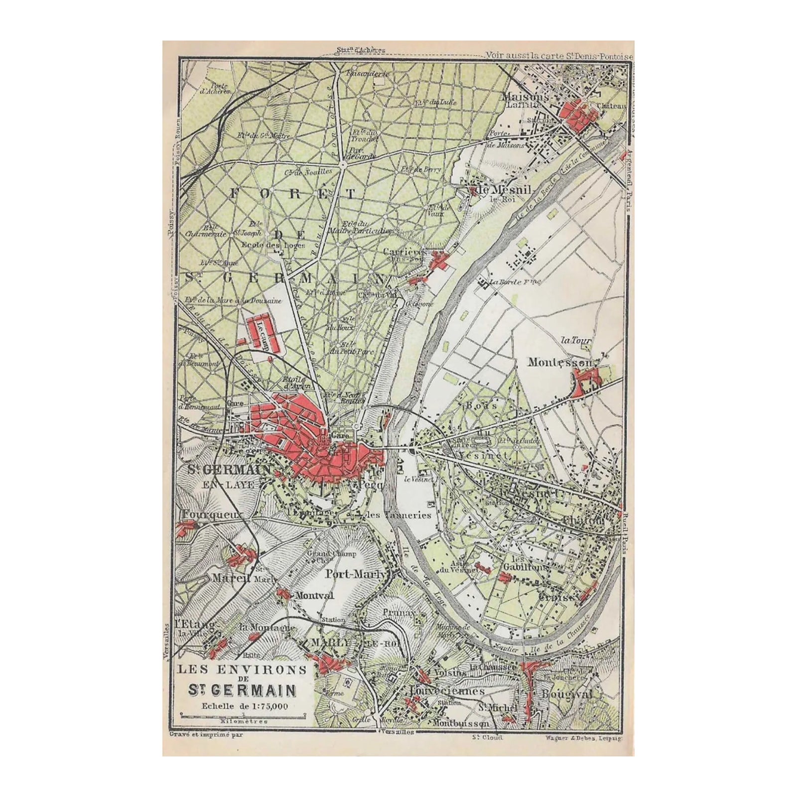 1907 Map of Environs of St Germain in Paris | Chairish