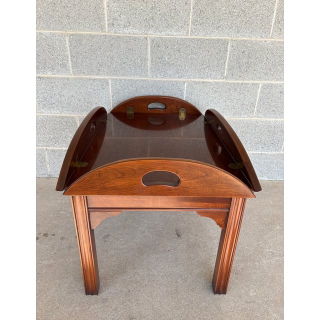 Traditional Thomasville Solid Cherry Georgian Style Butler/Coffee Table For Sale - Image 3 of 12