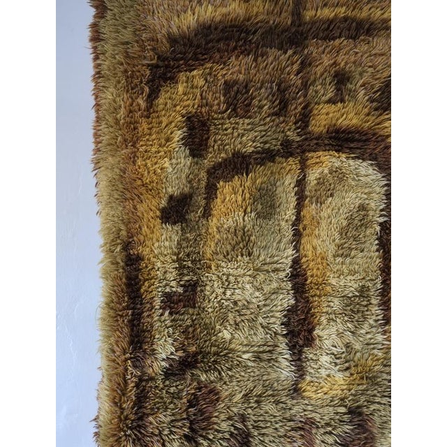 Vintage brown wool Rya rug from Sweden. Condition: Good vintage condition according to its age - no smell, but features...
