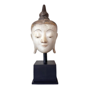 Large Extraordinary Antique Burmese Marble Buddha Head Display Stand