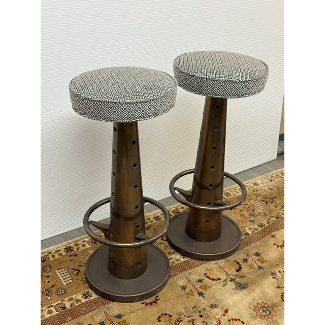 Industrial Blackman Cruz Workshop Yacht Bar Stools, Pair For Sale - Image 3 of 13