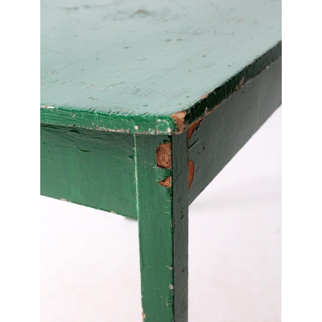 Antique Primitive Green Farmhouse Table For Sale - Image 13 of 18