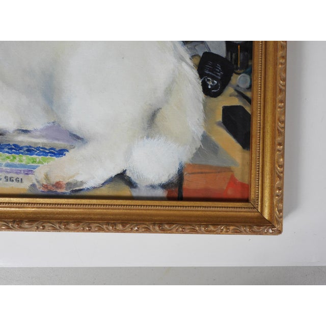 Late 20th Century White Cat Portrait Painting For Sale - Image 4 of 7