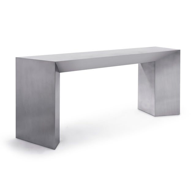 Modern Greg Sheres Style Stainless Steel Console Table For Sale - Image 4 of 5