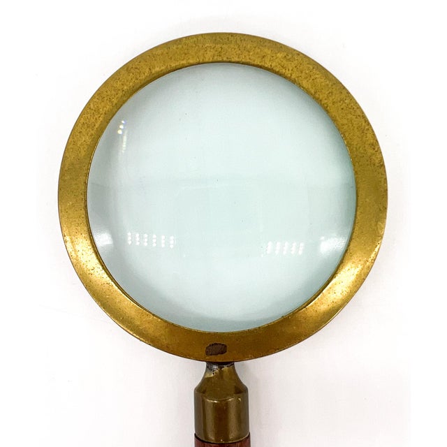 Vintage Wood and Brass Tassel Magnifying Glass For Sale - Image 4 of 10