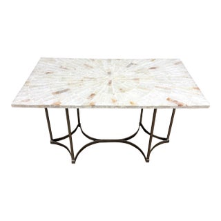 Vintage Hooker Furniture Co Selenite Mosaic Sunburst Dining Table Writing Desk For Sale