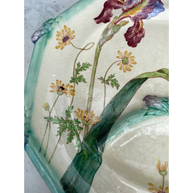 19th French Majolica Asparagus Plate Iris Longchamp For Sale In Austin - Image 6 of 9
