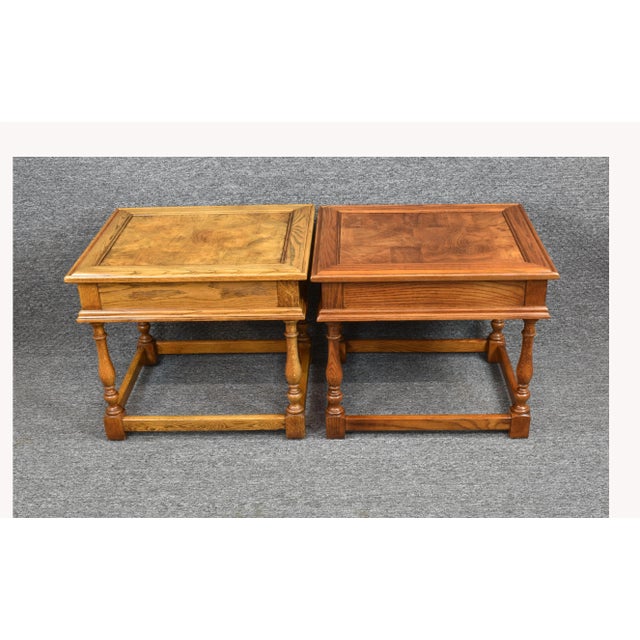 Hekman Furniture 1980s Rustic Country Banded Walnut Accent End Tables by Hekman Furniture - a Pair For Sale - Image 4 of 10