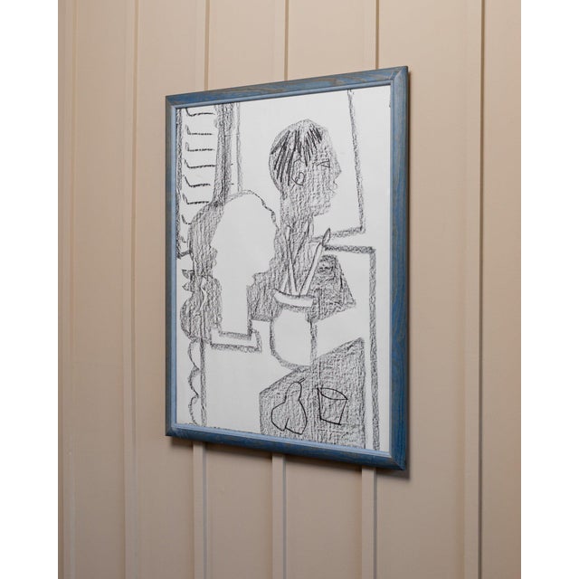 Italian Artist, Abstract Composition, 1990s, Charcoal on Paper, Framed For Sale - Image 10 of 12