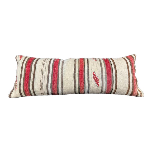 Turkish Hemp Pillow Cushion Natural Beige Red Cushion Cover 14x40 For Sale