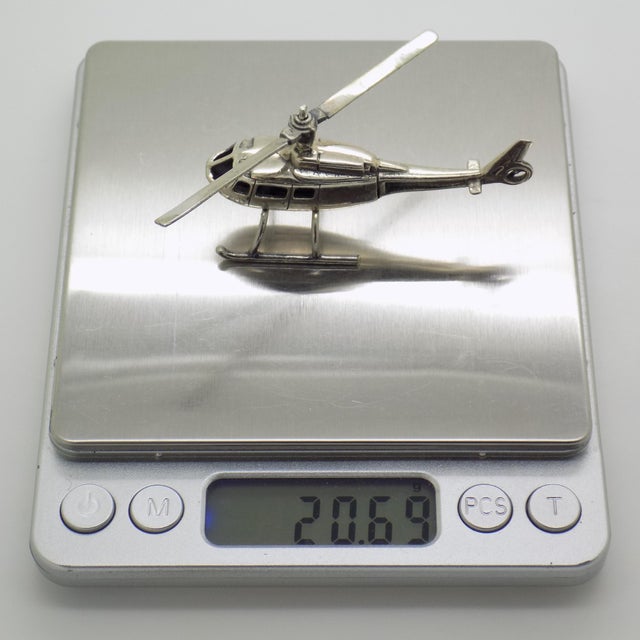 Silver Vintage Italian Handmade Silver Helicopter Figurine from Raspini Gioielli, Tuscany, Italy, 1980s For Sale - Image 8 of 11