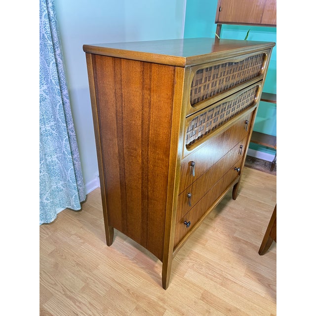 1960s Lane Perception Walnut Highboy Dresser For Sale - Image 11 of 12