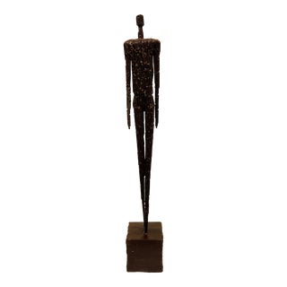 1970s Alberto Giacometti Style Brutalist Metal Male Nail Statue For Sale