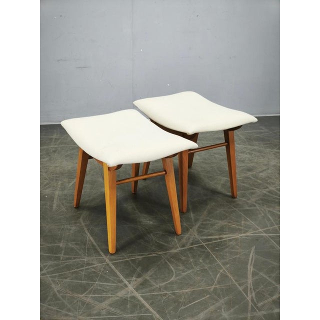 A beautifully restored pair of Mid-Century Modern stools produced by Závod Malacky in Czechoslovakia during the 1970s....