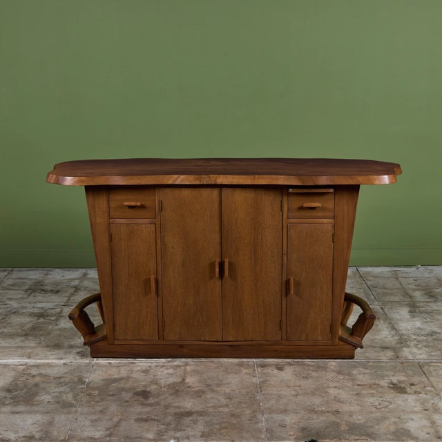 Studio Craft Live Edge Walnut Bar For Sale In Los Angeles - Image 6 of 18