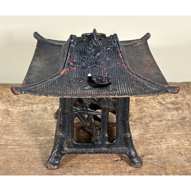 Vintage Japanese Cast Iron Pagoda Lantern Sculpture For Sale In Providence - Image 6 of 8