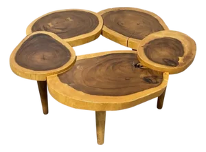 Organic Live Edge Walnut Slab Coffee Table – Multi-Section Wood W/ Butterfly Inlays