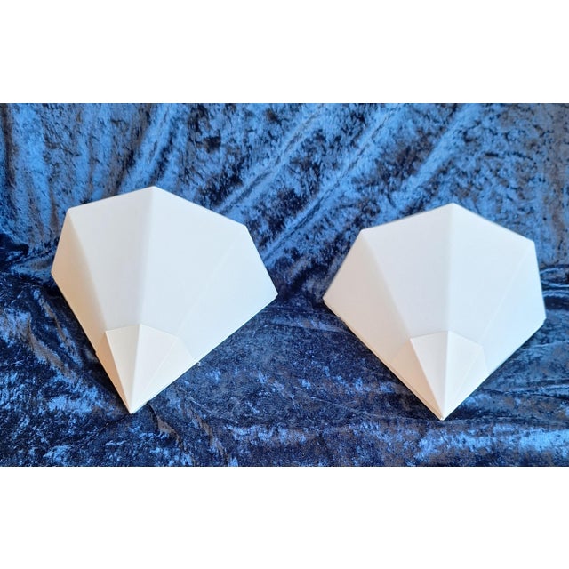 Vintage Flat Wall Lamps in Opaque White Glass and White Metal Mount from Glashütte Limburg, 1980s, Set of 2 For Sale - Image 6 of 11