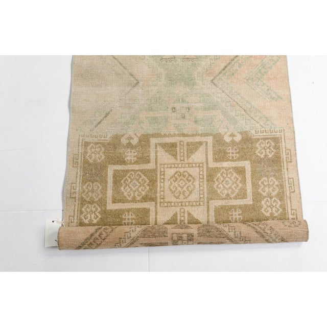 Vintage Geometric Tribal Runner Rug - Muted Sage & Sand For Sale - Image 9 of 9