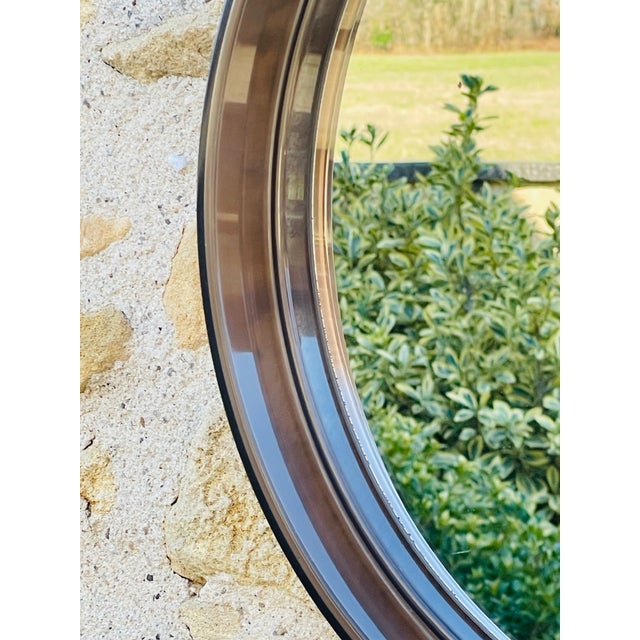 Brown Mid-Century Round Smoked Acrylic Mirror, 1970s For Sale - Image 8 of 18
