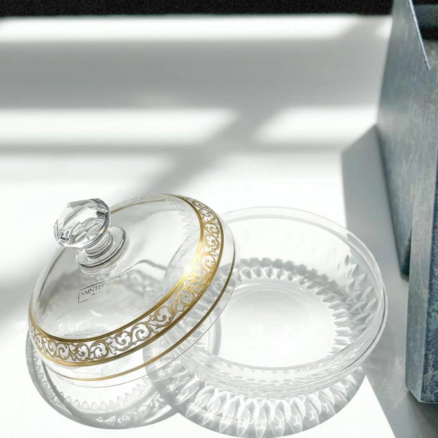 Saint Louis Gold Crystal Bomboniere Candy Dish Thistle Collection Made in France. Gorgeous Saint Louis Thistle Collection...