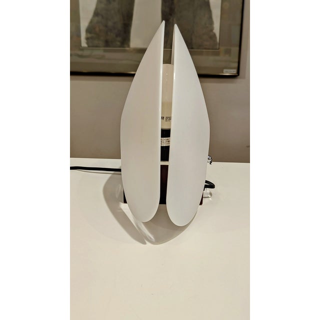 Wood 1980s Kanebo Mushroom Lamp, Japanese Postmodern Frosted Glass For Sale - Image 7 of 7