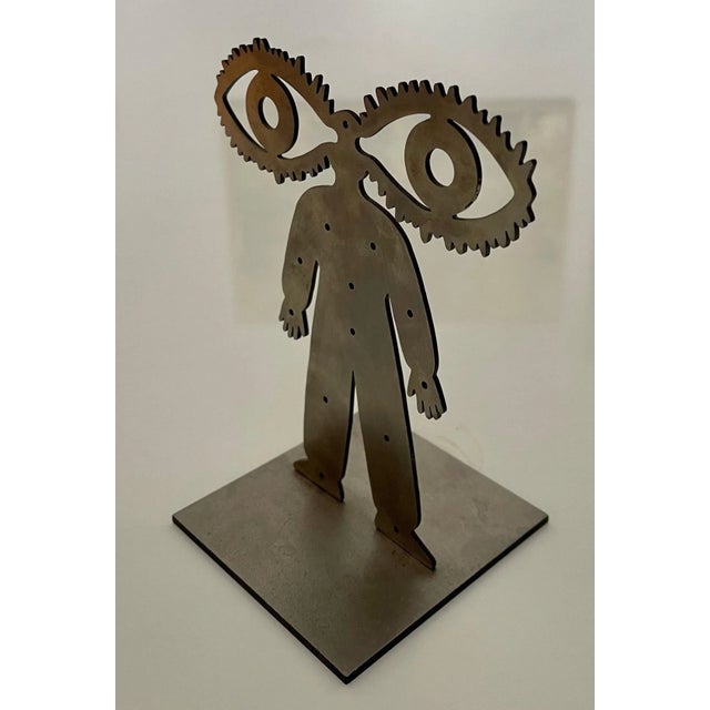 Grisha Bruskin, Russian Judaica "Vision" Abstract Kabbalah Figure Steel Sculpture Grisha Bruskin, 1992 For Sale - Image 4 of 9