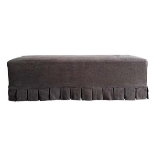 Slip Covered Bench in 100% Pure Linen With Pleated Skirt Detail For Sale