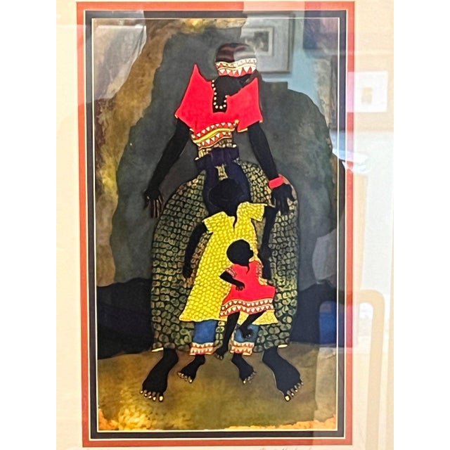 Paul Nzalamba "Still Together" Signed African Art Print Framed 16x20.5 For Sale - Image 4 of 10