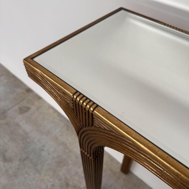 Vintage Gilt Console Table with Beveled Mirror Top from Deknudt, Belgium, 1980s For Sale - Image 12 of 14