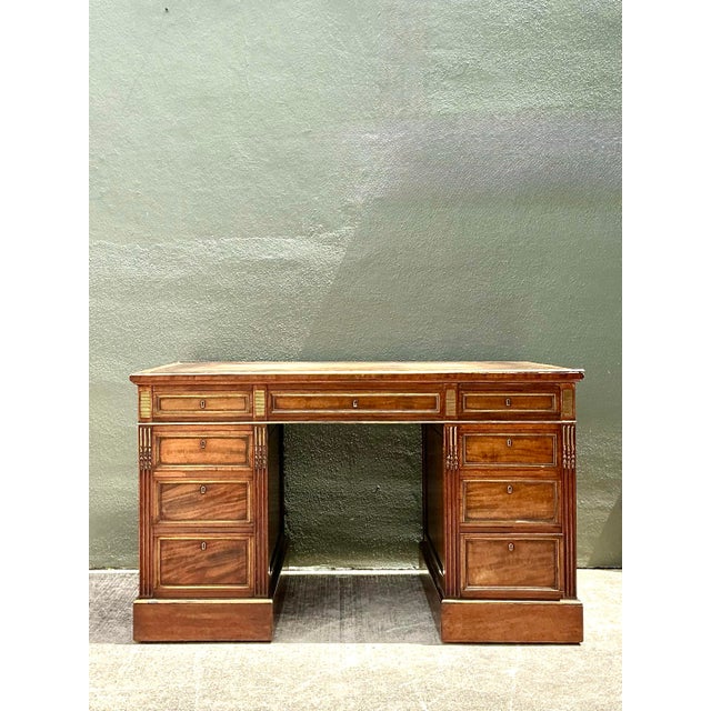 Vintage Bertram and Sons Gilt Tipped Leather Top Desk For Sale - Image 10 of 12