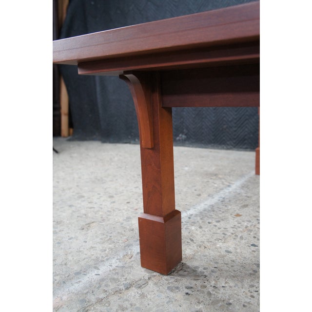 Late 20th Century Artisan Mission Arts & Crafts Craftsman Style Cherry Coffee Cocktail Table 44" For Sale - Image 12 of 12