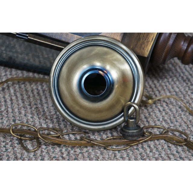 Vintage Brass Etched Glass Swag Pendant Light For Sale - Image 12 of 12