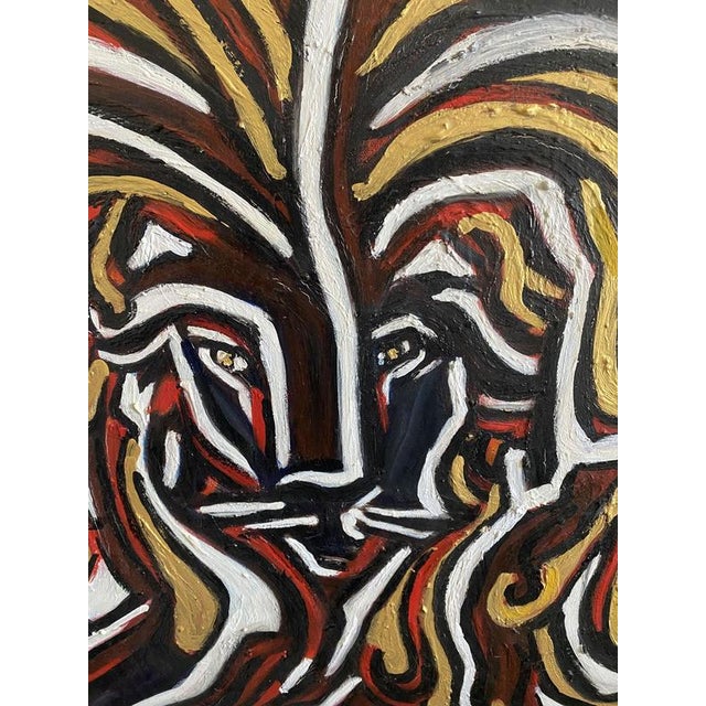 2000 - 2009 Daniela Zanelli, A Lion in Black Red and Yellow, 2000, Oil Painting on Canvas For Sale - Image 5 of 15