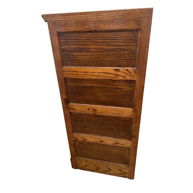 Vintage Tiger Oak File Cabinet Four Drawers One Locks Paneled Sides Legal Size For Sale In Palm Springs - Image 6 of 11