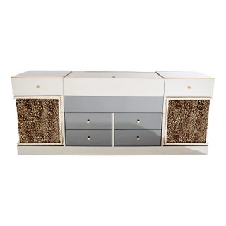 Michel Pigneres Brass Mirrored Leopard Bar Sideboard 1969 For Sale