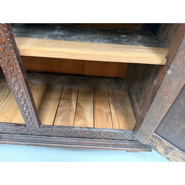 Antique Carved Oak Court Cupboard For Sale - Image 4 of 13