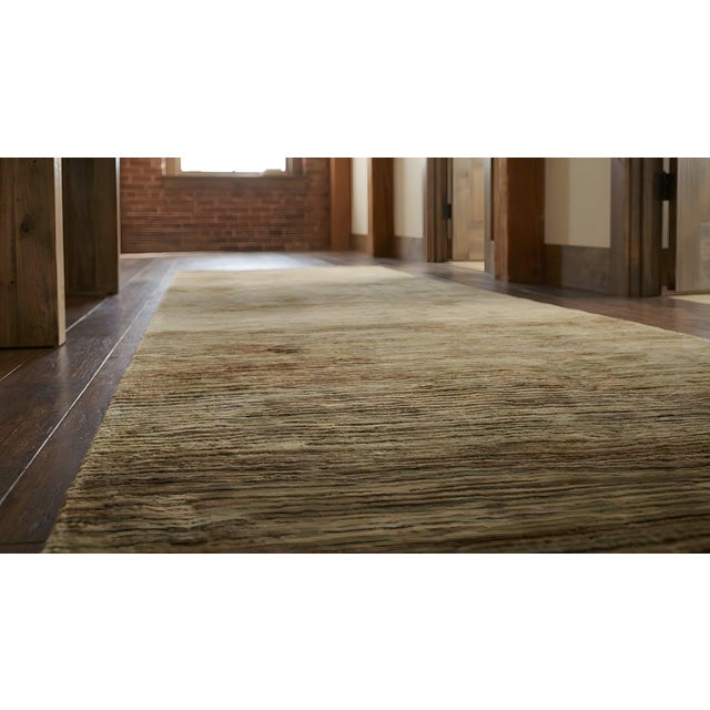 3x10 Brown Hand-Knotted Wool Striated Earth Tones Classic Traditional Carpet Rug For Sale - Image 9 of 10