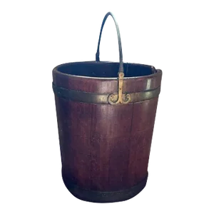 1790 English George III Period Mahogany Bucket with Brass Banding & Handle