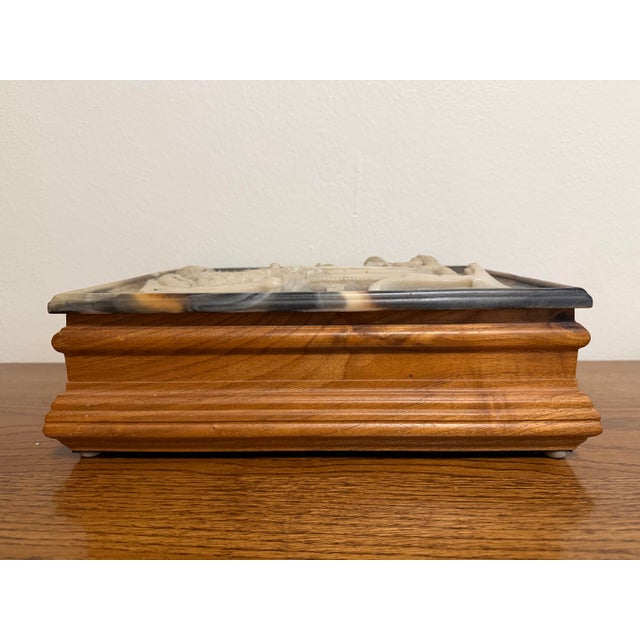 Up for sale is a beautiful, highly collectible vintage Incolay Stone large-format chest featuring the iconic "Dogs Playing...