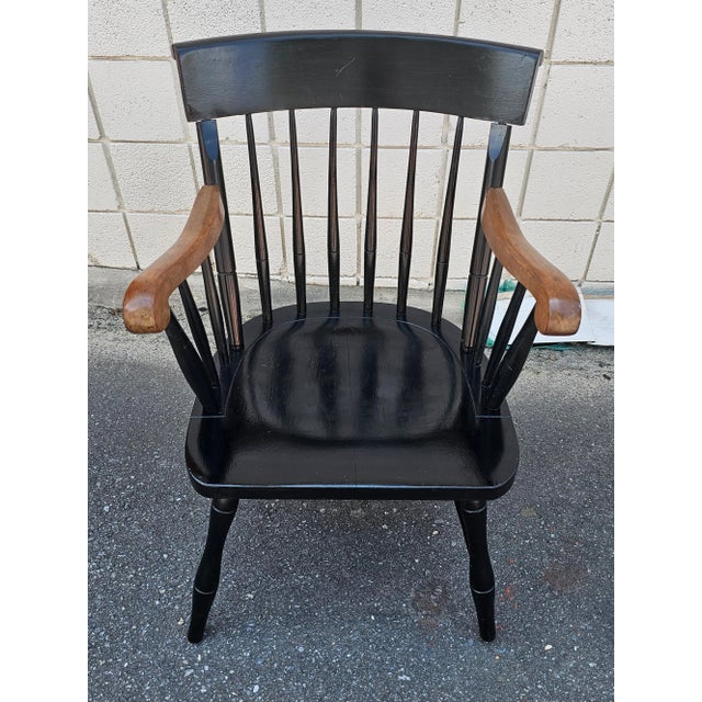 Mid 20th Century Nichols and Stone 20th Century Ebonized Maple Windsor Armchair For Sale - Image 5 of 11