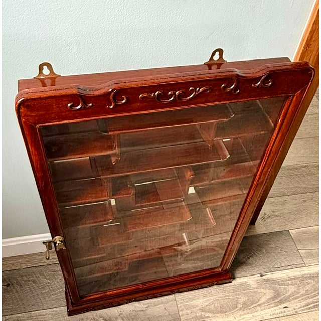 Wood Vintage Chinese Solid Rosewood Oriental Wall Curio For Sale - Image 7 of 14