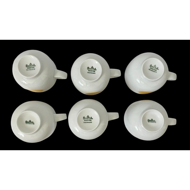 Vintage MCM Rosenthal Studio Line Wolf Karnagel Punktal Gelber Design 6 Cups and Saucers For Sale - Image 10 of 11