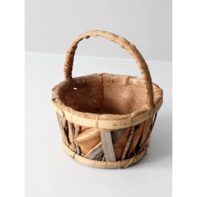 Wood Vintage Rustic Bark Basket For Sale - Image 7 of 10