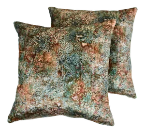 24" X 24" Custom Botanical Velvet Down Pillows, Pair
