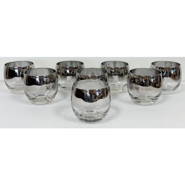 Metal Vintage Dorothy Thorpe Silver Fade Roly Poly Glasses in Caddy For Sale - Image 7 of 11