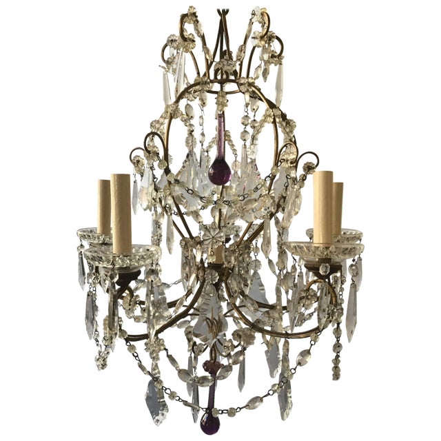 1960s Italian Crystal Chandelier For Sale