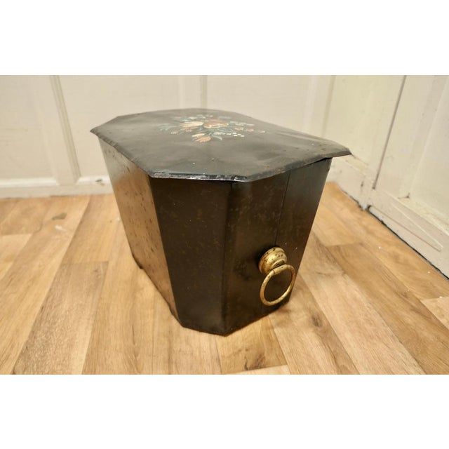 Late 19th Century 19th Century Folk Art Barge Wear Toleware Log Box, 1880s For Sale - Image 5 of 7