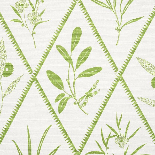 Stylized botanical motifs give this trellis design a fresh look. Also available as a wallcovering. Sold as a 2-yard...