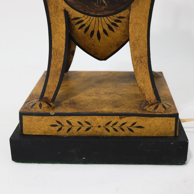 Metal Vintage Tole Neoclassical Style Hand-Painted Table Lamps For Sale - Image 7 of 11